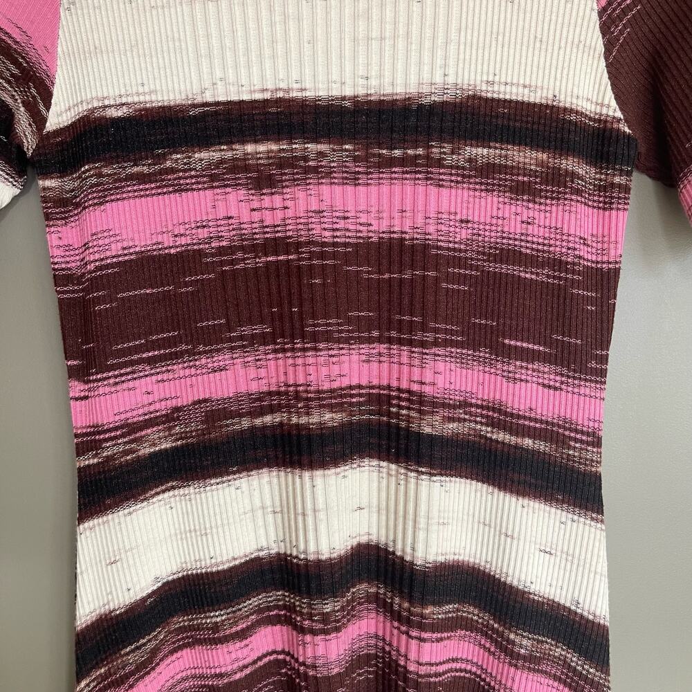Opening Ceremony Delta Rib Knit Dress Size Medium Handkerchief Hem Pink Melange - Picture 9 of 16